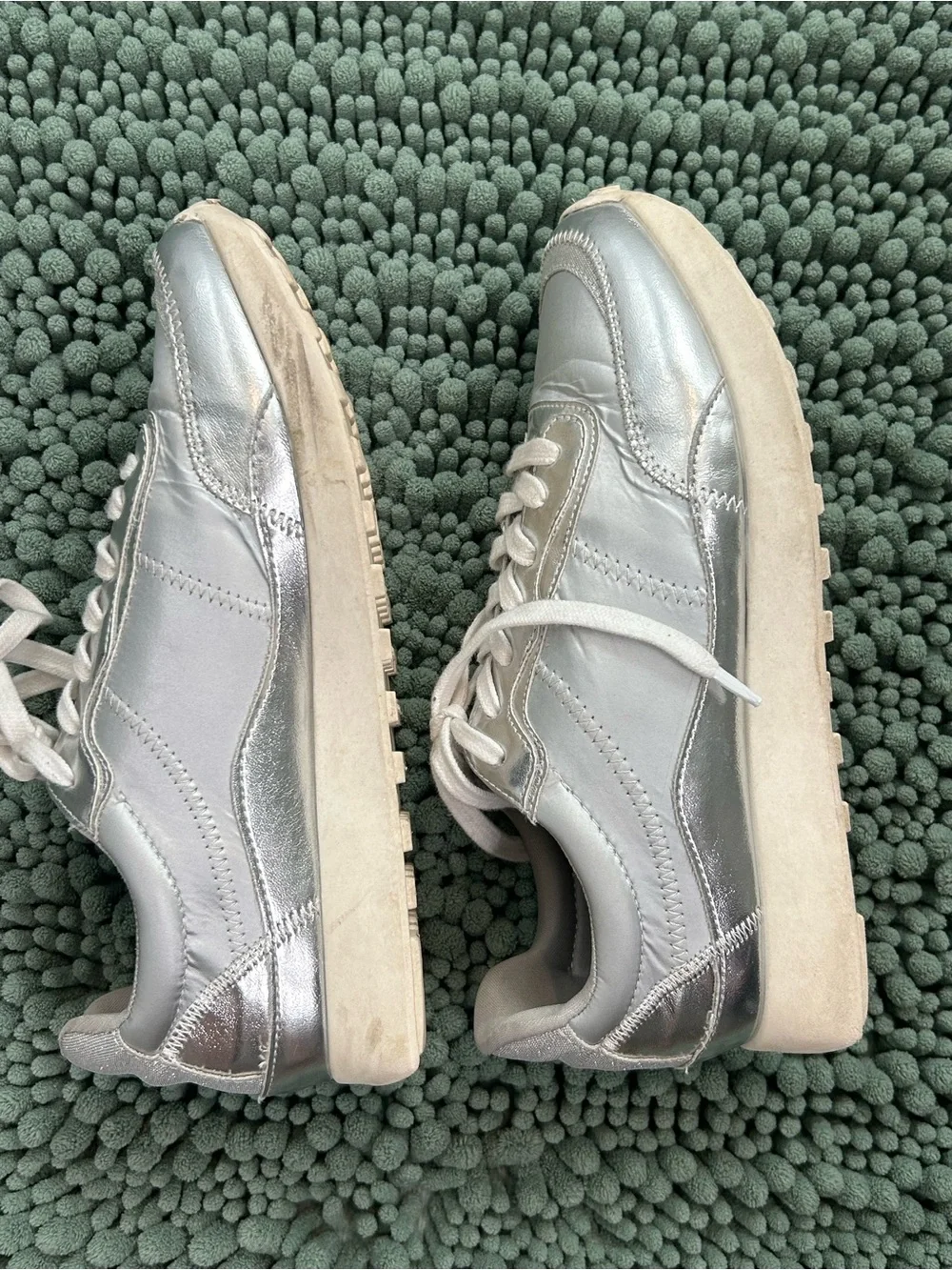 Silver Women's Casual Lace-Up Sneakers